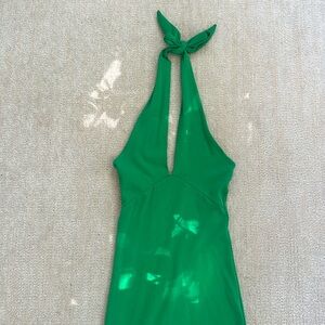 Zara nwot green halter mini dress